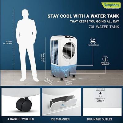 Symphony , Desert Air Cooler, 70L, White, Siesta 70Xl Symphony , Desert Air Cooler, 70L, White, Siesta 70Xl