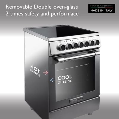 Tecnogas Superiore Cooker , 67 Litre , Schott Ceran Ceramic, Full Safety , Easy-Clean Oven , Electric Oven , Silver, N2X66Evtc