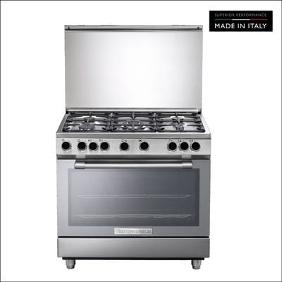 Tecnogas Superiore Cooker , 133 Litre , Sabaf Burner, Full Safety , Easy-Clean Oven , Gas Oven , Silver, N3X96G5Vc