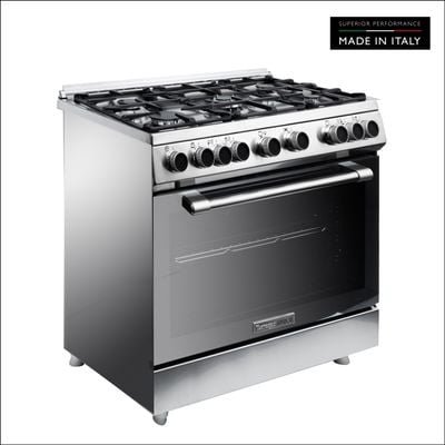 Tecnogas Superiore Cooker , 133 Litre , Sabaf Burner, Full Safety , Easy-Clean Oven , Gas Oven , Silver, N3X96G5Vc