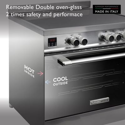 Tecnogas Superiore Cooker , 133 Litre , Schott Ceran Ceramic, Full Safety , Easy-Clean Oven , Electric Oven , Silver, N1X96Evtc