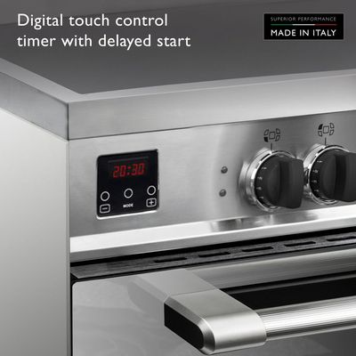 Tecnogas Superiore Cooker , 133 Litre , Schott Ceran Ceramic, Full Safety , Easy-Clean Oven , Electric Oven , Silver, N1X96Evtc