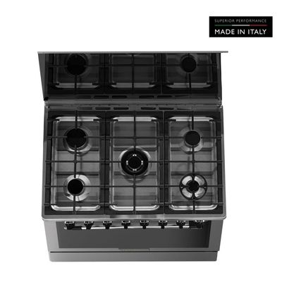 Tecnogas Superiore Cooker , 115 Litre , Sabaf Burner, Full Safety , Easy-Clean Oven , Gas Oven , Silver, Tcp396Gg52Kx