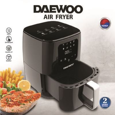 Daewoo Air Fryer , 4.5 Litre , Even Heat, 8 Presets, Digital Touch Panel, 360 Rapid, Black, Daf-8301