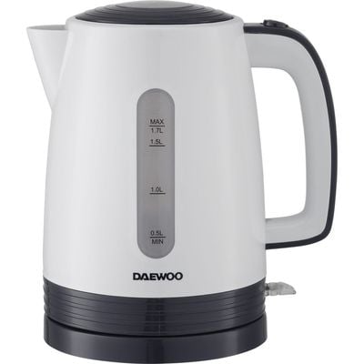 Daewoo Kettle , 1.7 Litre , 1850 - 2200 W, Water Level Indicator, Easy Clean, Auto Shut-Off, White, Dek-8803