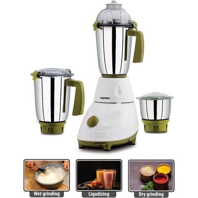 Daewoo Mixer Grinder , 3 Jars, Pure Copper Motor, 3 Speed + Pulse, 550 W, Safety Lock, Overload Protection, White, Dmg-5501