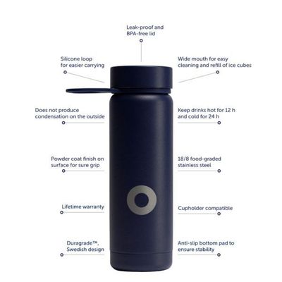 Bluewater Water Bottles , Premium Stainless Steel, 400Ml, Double Wall, Leakproof, Bpa Free, Blue, Bw-6910400002-Ss-Blue