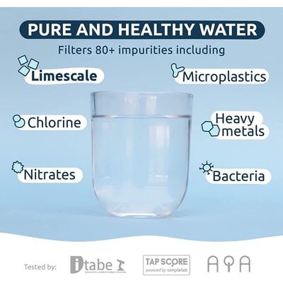 Tappwater Pitcher Filter , Pitcherpro, Glass Water Filter Jug, Filters Limescale And 80+ Contaminants, 1.45 L, White, Tp-N101