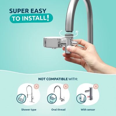 Tappwater Tap Filter , Ecopro Compact, Small Water Filter For Taps That Removes Bad Smells And Tastes From Water, Tap Water Filter Flouride Remover That Filters More 100+ Substances, Silver, T3C-P101