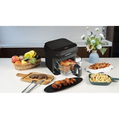 Daewoo Air Fryer , 5.5 Litre , Touch Control, 3D Turbo Circulation, Glass Basket, 40 - 200 C, 1200 W, 8 Presets, Black, Daf 55Gt