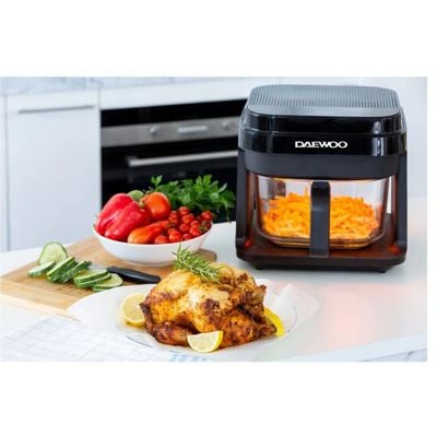 Daewoo Air Fryer , 5.5 Litre , Touch Control, 3D Turbo Circulation, Glass Basket, 40 - 200 C, 1200 W, 8 Presets, Black, Daf 55Gt