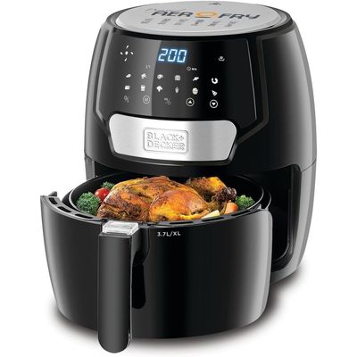 Black + Decker Air Fryer , Digital Aero Fry, 13 In 1, 4L Non-Stick Pan, 3.7L Detachable Basket, 1500 Watt, 60 Mins Timer, From 80 Degree C To 200 Degree C, Black, Af4037-B5