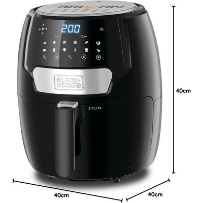 Black + Decker Air Fryer , Digital Aero Fry, 13 In 1, 4L Non-Stick Pan, 3.7L Detachable Basket, 1500 Watt, 60 Mins Timer, From 80 Degree C To 200 Degree C, Black, Af4037-B5