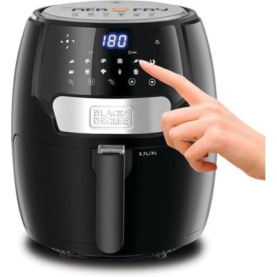 Black + Decker Air Fryer , Digital Aero Fry, 13 In 1, 4L Non-Stick Pan, 3.7L Detachable Basket, 1500 Watt, 60 Mins Timer, From 80 Degree C To 200 Degree C, Black, Af4037-B5