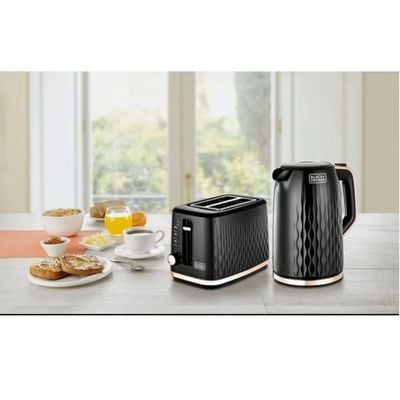 Black + Decker Breakfast Set , Breakfast Set, Toaster 870W, Kettle 1.7L - 2200W , Black, Mbf90-B5 