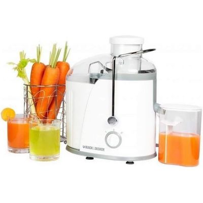 Black + Decker Juice Extractor , Juice Extractor, 400W, 1.3L Large Pulp Container, 350Ml Collector, Stainless Steel Filter, For Juicing Fruits&Vegetables Easily, White, Je400-B5 