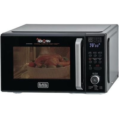 Black + Decker Microwave , Digital Microwave With-Grill & Convection, 29L, 1000W, 10 Auto Cook Menus, 9 Air Fry Presets, 5 Power Levels, Led Light, Black, Mzaf2910-B5