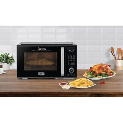 Black + Decker Microwave , Digital Microwave With-Grill & Convection, 29L, 1000W, 10 Auto Cook Menus, 9 Air Fry Presets, 5 Power Levels, Led Light, Black, Mzaf2910-B5