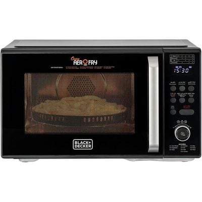 Black + Decker Microwave , Digital Microwave With-Grill & Convection, 29L, 1000W, 10 Auto Cook Menus, 9 Air Fry Presets, 5 Power Levels, Led Light, Black, Mzaf2910-B5