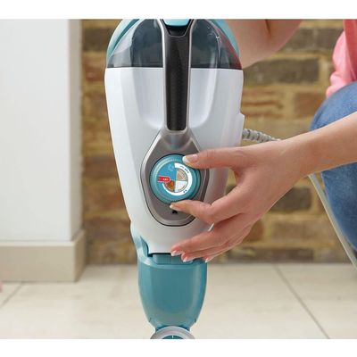 Black + Decker Steam Mop , Steam Mop, 1300W, 10-In-1, 180° Swivel Steering, Removable Water Tank, Chemical-Free Cleaning, Safe For All Sealed Floors, Anti Slip Suction, White, Fsmh13E10-B5