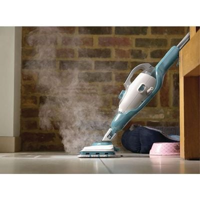 Black + Decker Steam Mop , Steam Mop, 1300W, 10-In-1, 180° Swivel Steering, Removable Water Tank, Chemical-Free Cleaning, Safe For All Sealed Floors, Anti Slip Suction, White, Fsmh13E10-B5