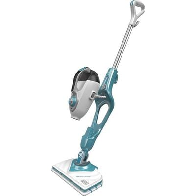 Black + Decker Steam Mop , Steam Mop, 1300W, 10-In-1, 180° Swivel Steering, Removable Water Tank, Chemical-Free Cleaning, Safe For All Sealed Floors, Anti Slip Suction, White, Fsmh13E10-B5