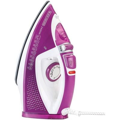 Black + Decker Steam Iron , Steam Iron, 2400W, Auto Shutoff And Ceramic Soleplate Magenta, Pink, X2450-B5 