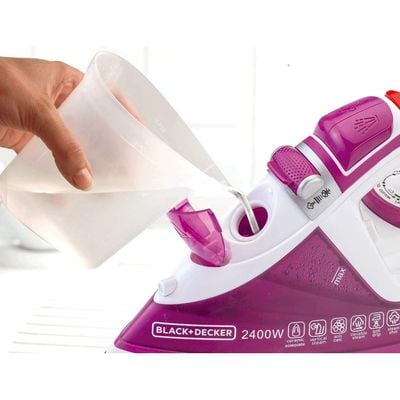 Black + Decker Steam Iron , Steam Iron, 2400W, Auto Shutoff And Ceramic Soleplate Magenta, Pink, X2450-B5 