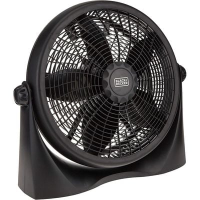 Black + Decker Box Fan , Desk Fan, 55W, 16 Inch Compact Design, With Timer & 3 Speeds Low/Medium/High And 5 Blade Design, Sturdy Base And Adjustable Swivel, Black, Fb1620-B5