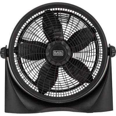 Black + Decker Box Fan , Desk Fan, 55W, 16 Inch Compact Design, With Timer & 3 Speeds Low/Medium/High And 5 Blade Design, Sturdy Base And Adjustable Swivel, Black, Fb1620-B5