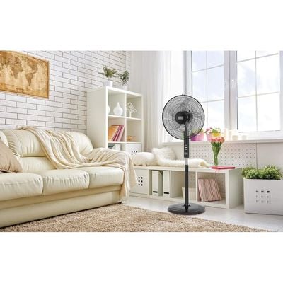 Black + Decker Stand Fan , Stand Fan, 60W, 16 Inch Diameter, 90° Wide Swing, 3 Speeds Plus Modes And 5As Blade, Black, Fs1620-B5