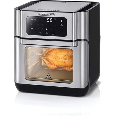 Black + Decker Air Fryer , Air Fryer Oven, 1500W, 12L, Rapid Air Convection Technology, Digital Temperature Control, 90-Minute Timer, 10 Pre-Set Modes, Black, Aof100-B5