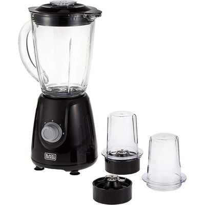 Black + Decker Blender , Blender, 400W, Glass Jar And 2 Grinding Mill, Black, Bx440G-B5