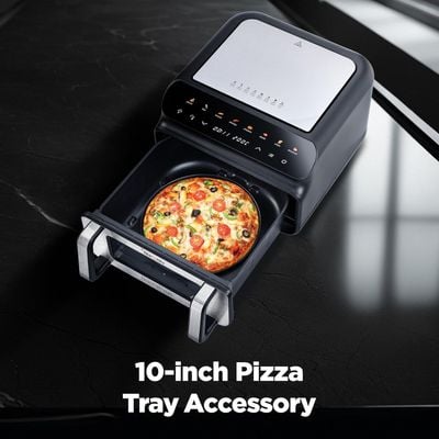 Black + Decker Grill , Grill, 2000W, Led Touch Panel, 8 Presets, 80-230°C Adjustable Temp, 60-Min Timer, Preheat Function, 10" Pizza Tray Included, Black, Pgaf105-B5