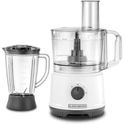 Black + Decker Food Processor , Food Processor, 800W, 24 Function , 2L Bowl, 1.5L Blender Jar, Stainless Steel Slicing, Shredding Disc, Chopper Blade, Dough Maker, Whisk, White, Fx822-B5