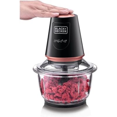 Black + Decker Food Chopper , Food Chopper, 400W, 1.2L, Glass Bowl, Black, Gc430-B5