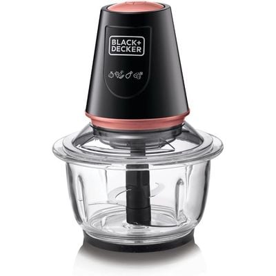 Black + Decker Food Chopper , Food Chopper, 400W, 1.2L, Glass Bowl, Black, Gc430-B5