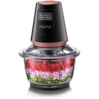 Black + Decker Food Chopper , Food Chopper, 400W, 1.2L, Glass Bowl, Black, Gc430-B5