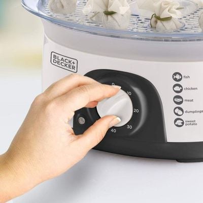 Black + Decker Food Steamer , Food Steamer, 775W, 10L, 3 Tier Detachable , White, Hs6000-B5