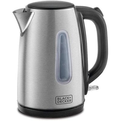 Black + Decker Kettle , Kettle, 2200W, 1.7L, With Water-Level Indicator, Removable Filter & Auto Shut-Off, Stainless Steel Body, Silver, Jc450-B5