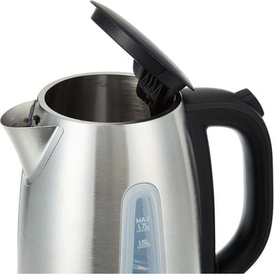 Black + Decker Kettle , Kettle, 2200W, 1.7L, With Water-Level Indicator, Removable Filter & Auto Shut-Off, Stainless Steel Body, Silver, Jc450-B5