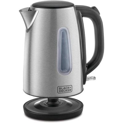 Black + Decker Kettle , Kettle, 2200W, 1.7L, With Water-Level Indicator, Removable Filter & Auto Shut-Off, Stainless Steel Body, Silver, Jc450-B5