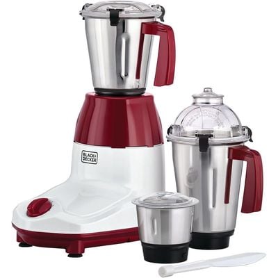 Black + Decker Mixer Grinder , Mixer Grinder, 3-In-1 Multifunctional, 750W, 3 Jars Set: Blender, Wet Dry Grinder And A Chutney Jar, White, Mg750-B5