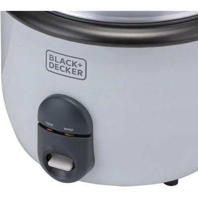 Black + Decker Rice Cooker , Rice Cooker, 700W, 1.8L, Removable Non-Stick Bowl & Steaming Tray, Water Level Indicator, Glass Lid & Cool Touch, White, Rc1860-B5