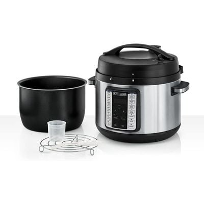 Black + Decker Pressure Cooker , Electric Pressure Cooker, 6L, 1000W, 12 Smart Programs, 9 Safety Features, Black, Pcp1000-B5