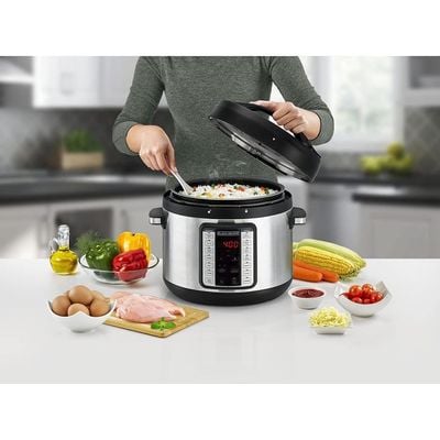 Black + Decker Pressure Cooker , Electric Pressure Cooker, 6L, 1000W, 12 Smart Programs, 9 Safety Features, Black, Pcp1000-B5