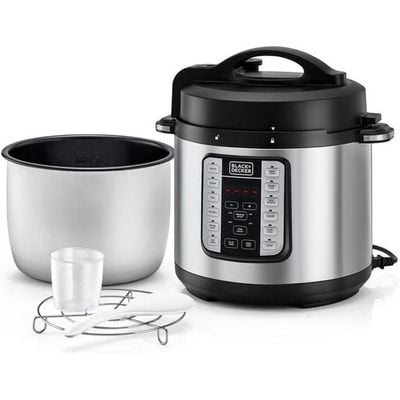 Black + Decker Pressure Cooker , Smart Programmable Electric Pressure Cooker, 1350W, 9 In 1, 10L, Black, Pcp1010-B5