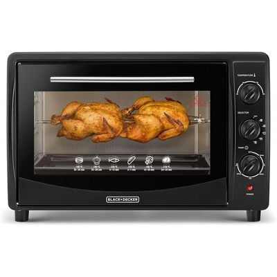 Black + Decker Electric Oven , Electric Oven, 45L, Double Glass, Toaster Oven With Rotisserie, Black, Tro45Rdg-B5