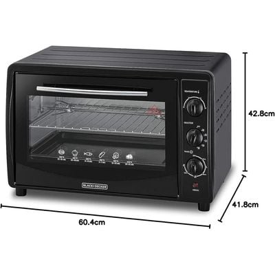 Black + Decker Electric Oven , Electric Oven, 45L, Double Glass, Toaster Oven With Rotisserie, Black, Tro45Rdg-B5