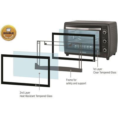 Black + Decker Electric Oven , Electric Oven, 70L, Double Glass, Double Grill With Convection, Black, Tro70Rdg-B5